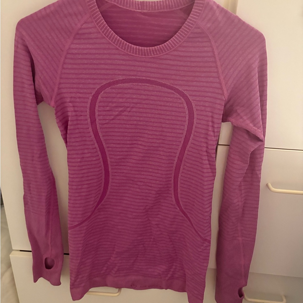 Lululemon Athletica Pink Ribbed Long Sleeve Hoodie